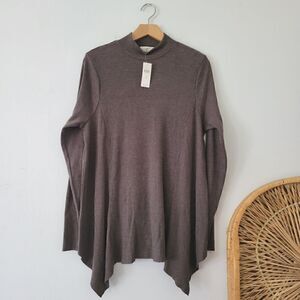 Anthropologie T.La Waffle/Thermal Flowy Top Moss NWT M